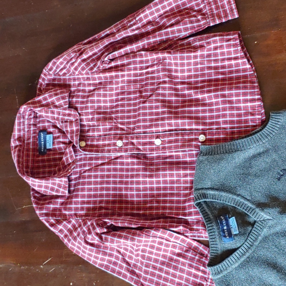 2 pieces Andy & Evan size 4T dress button down long sleeve shirt and vest - Picture 3 of 6